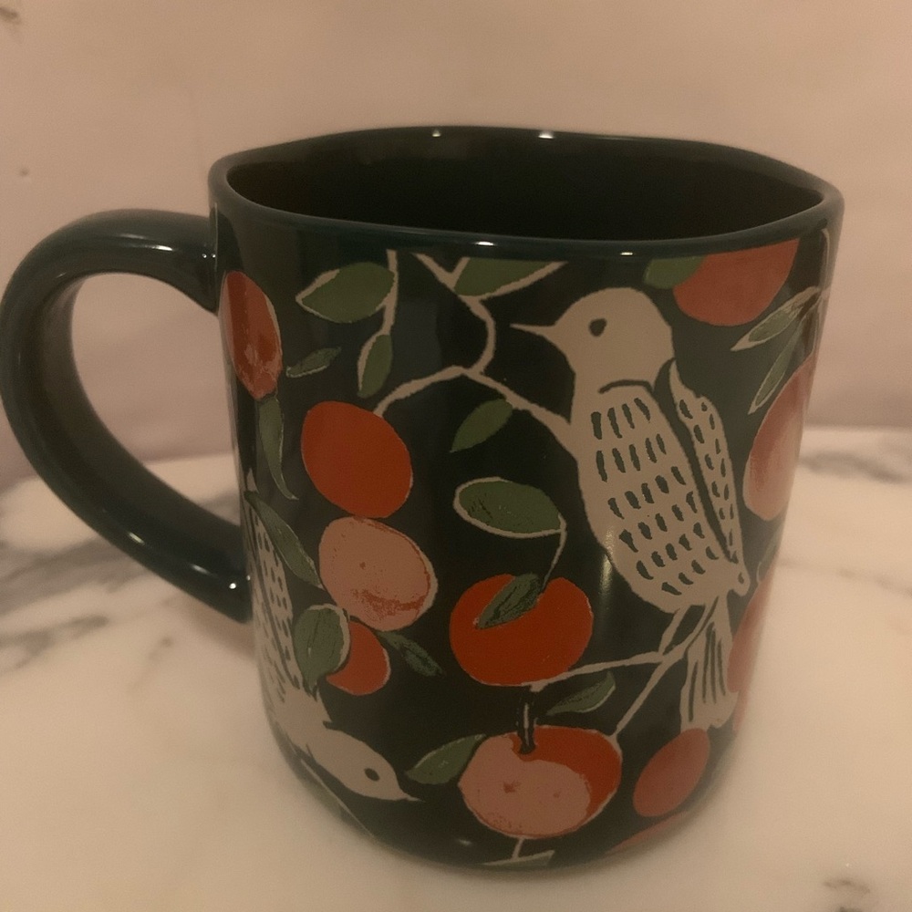 Opal House 16oz “Wild & Free” Coffee Mug Bird Peach Branch Print Ceramic Tea Cup